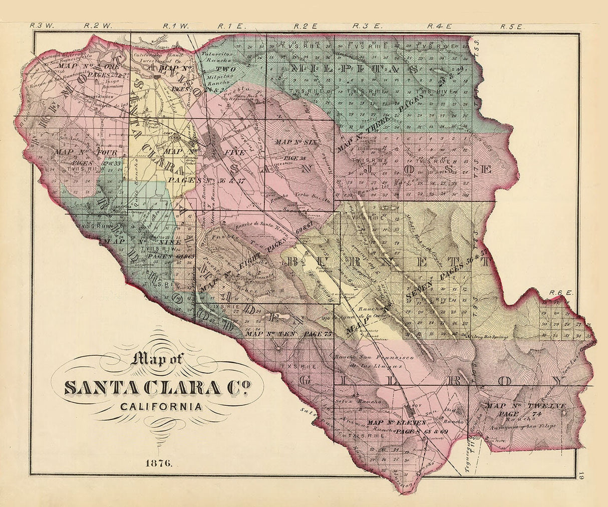 1876 Map of Santa Clara County California