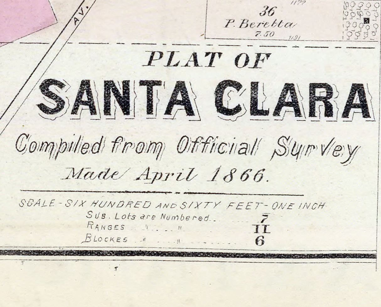 1876 Town Map of Santa Clara California