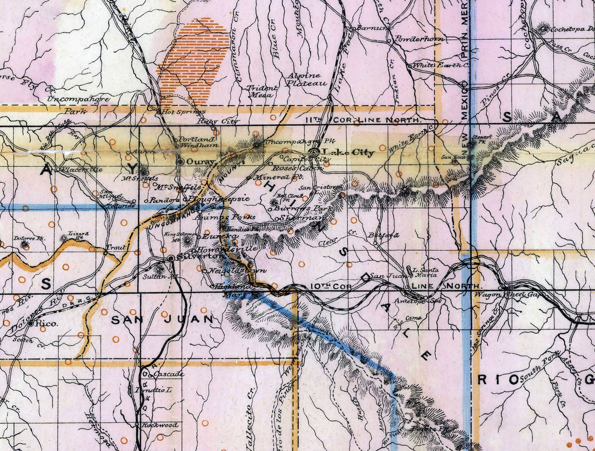 1882 Map of The Mineral Belt of Colorado