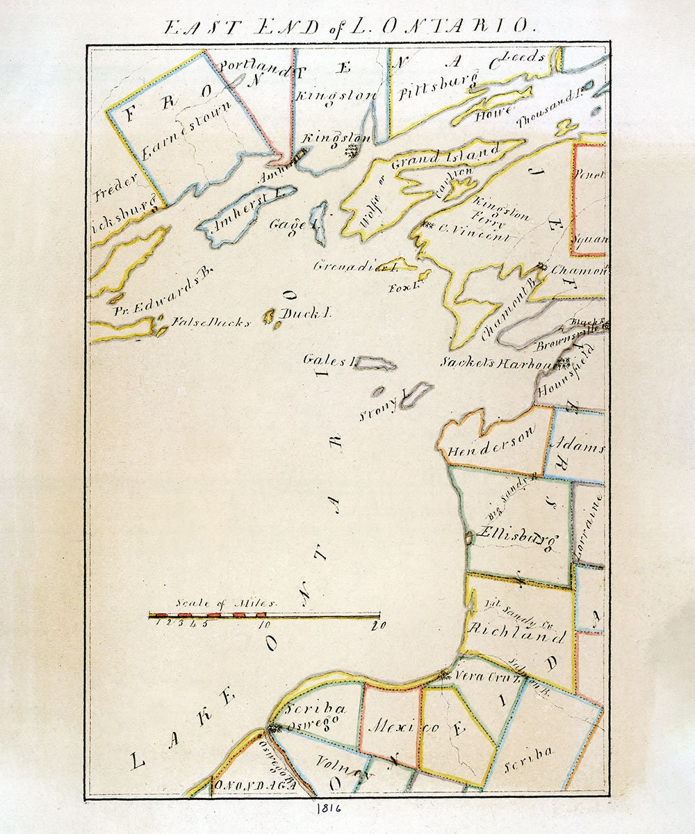 1816 Map of Lake Ontario Islands East End