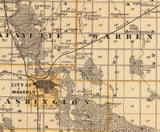 1875 Map of Bremer County Iowa Waverly