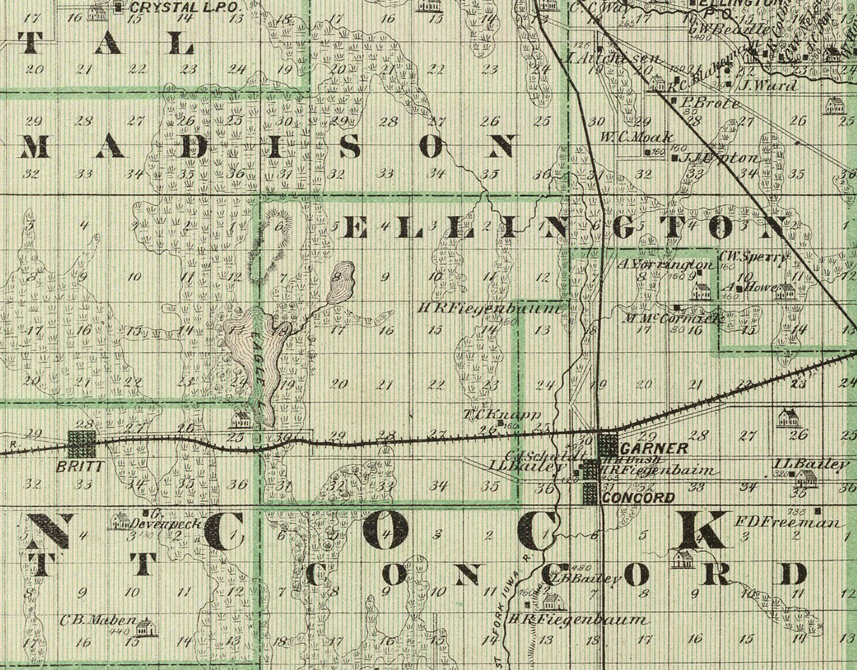 1875 Map of Emmet Palo Alto Kossuth Winnebago and Hancock County Iowa