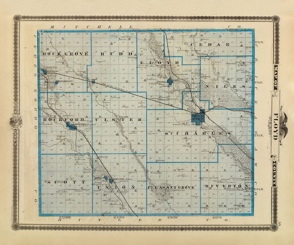 1875 Map of Floyd County Iowa