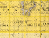 1875 Map of Lyon Osceola Dickinson Sioux Obrien and Clay County Iowa