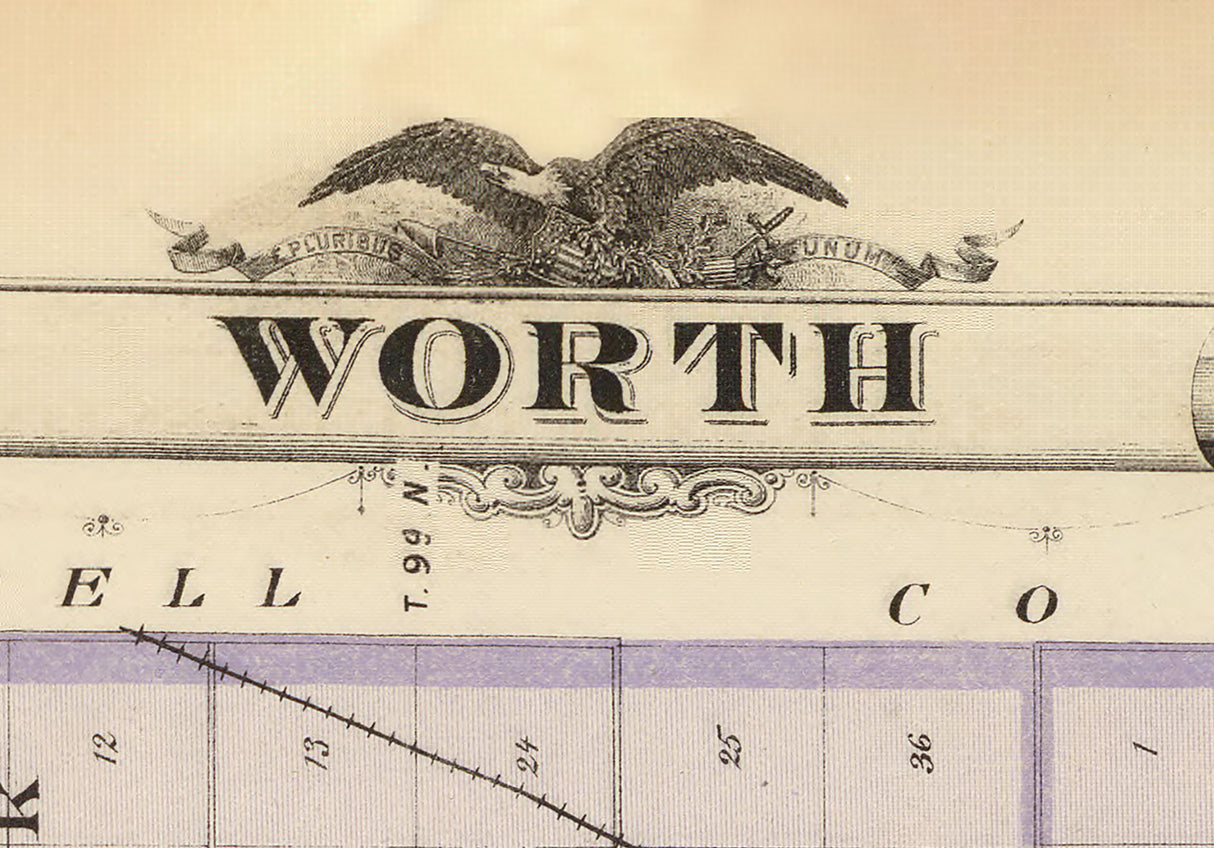 1875 Map of Worth County Iowa