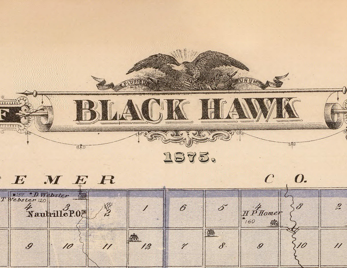 1875 Map of Black Hawk County Iowa