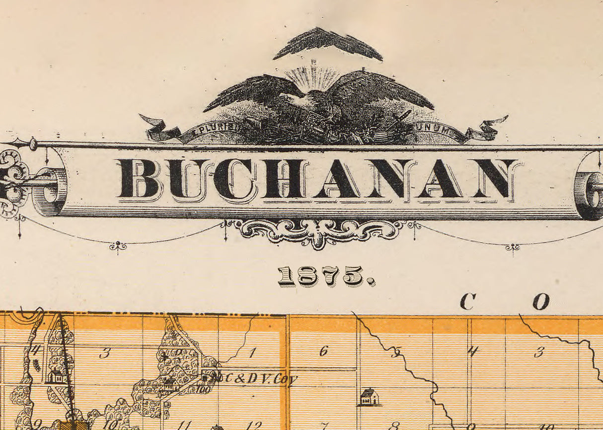1875 Map of Buchanan County Iowa