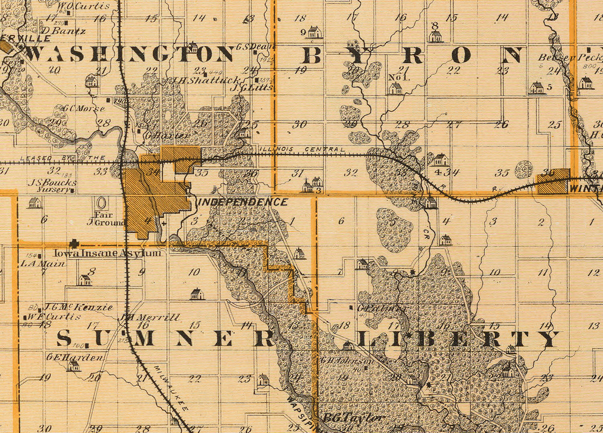 1875 Map of Buchanan County Iowa