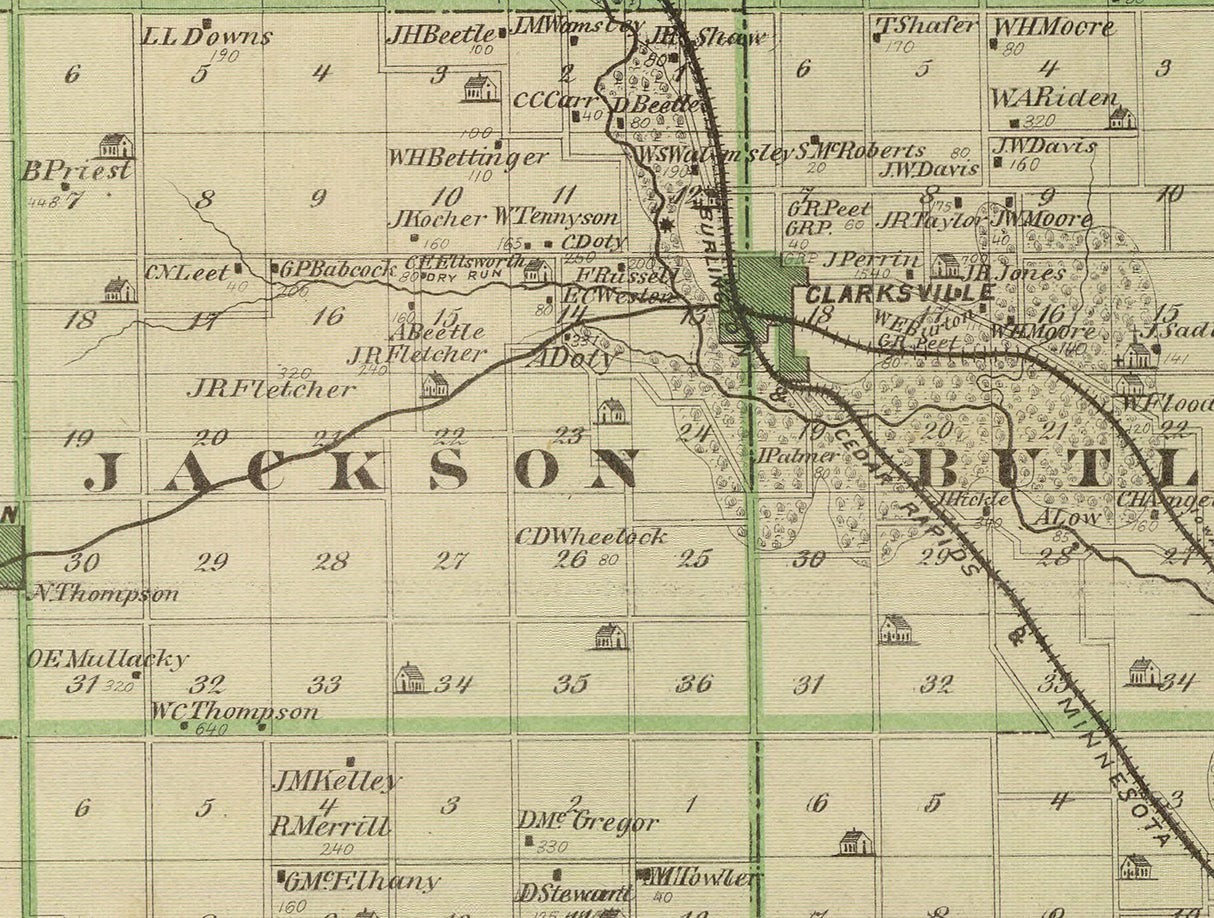 1875 Map of Butler County Iowa