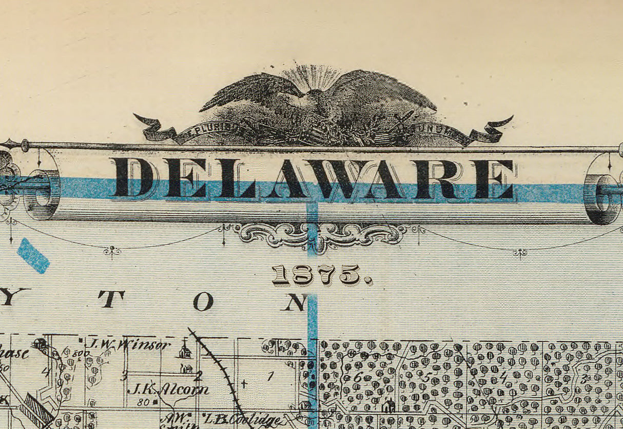 1875 Map of Delaware County Iowa