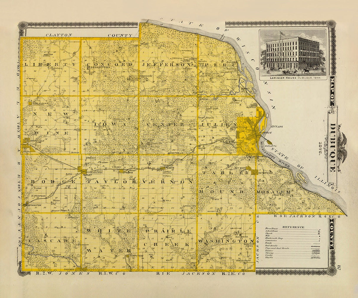 1875 Map of Dubuque County Iowa