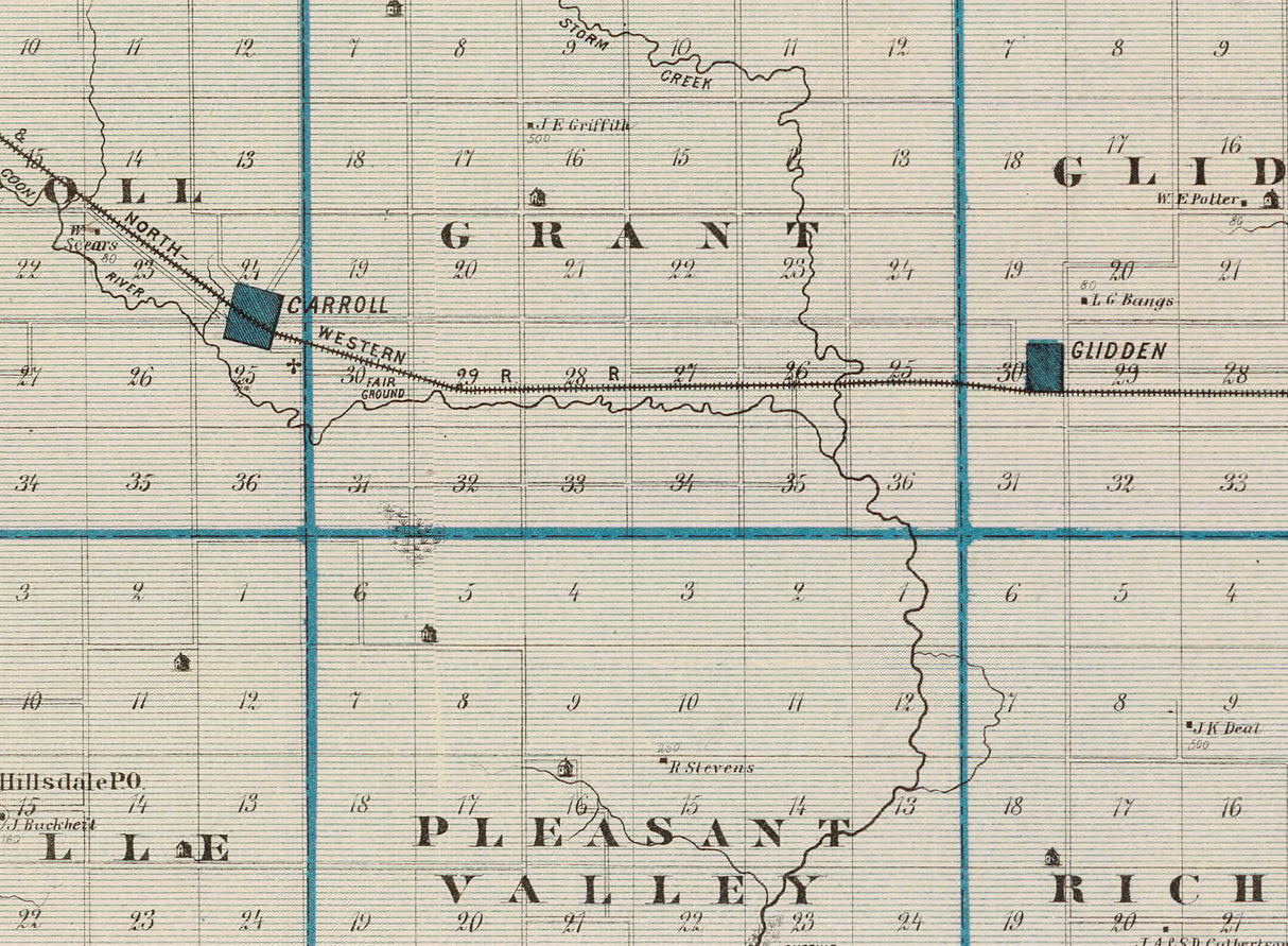 1875 Map of Carroll County Iowa