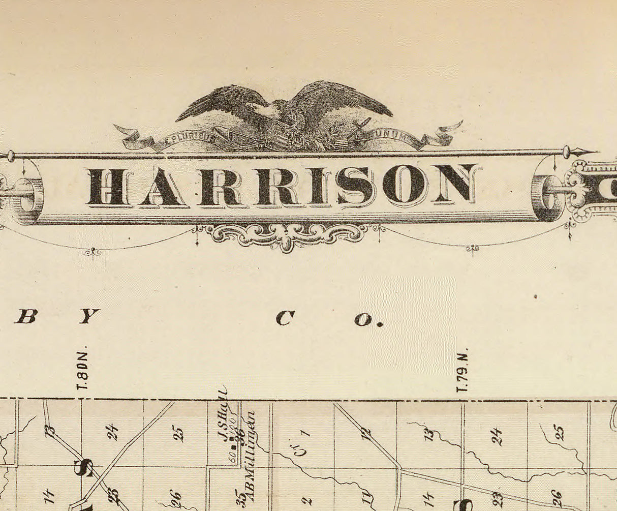 1875 Map of Harrison County Iowa