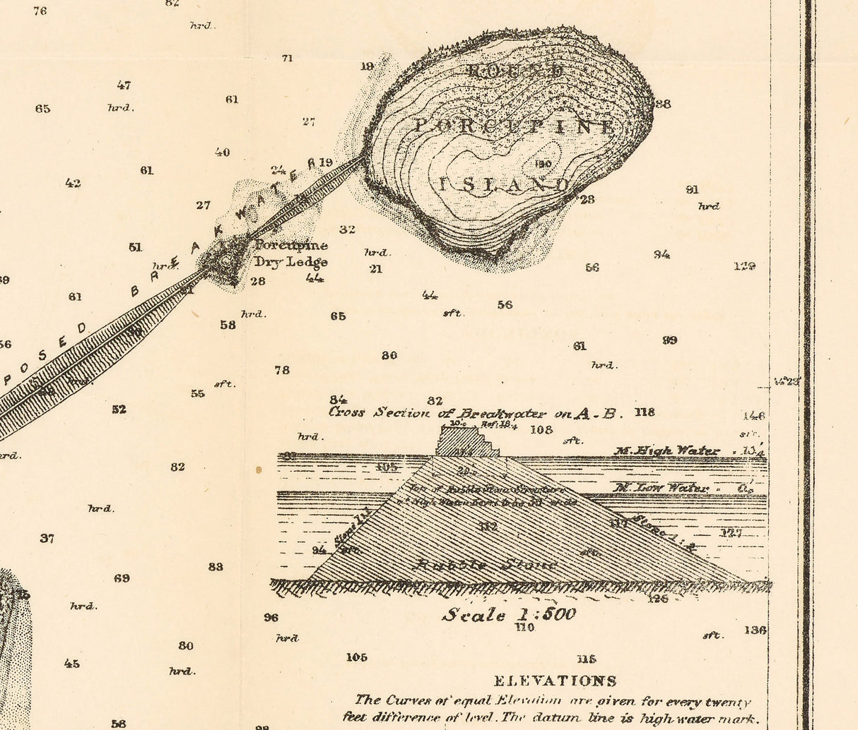 1887 Map of Bar Harbor Mount Desert Island Maine