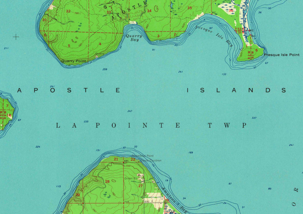 1964 Topo Map of Madeline Island Lake Superior Apostle Islands