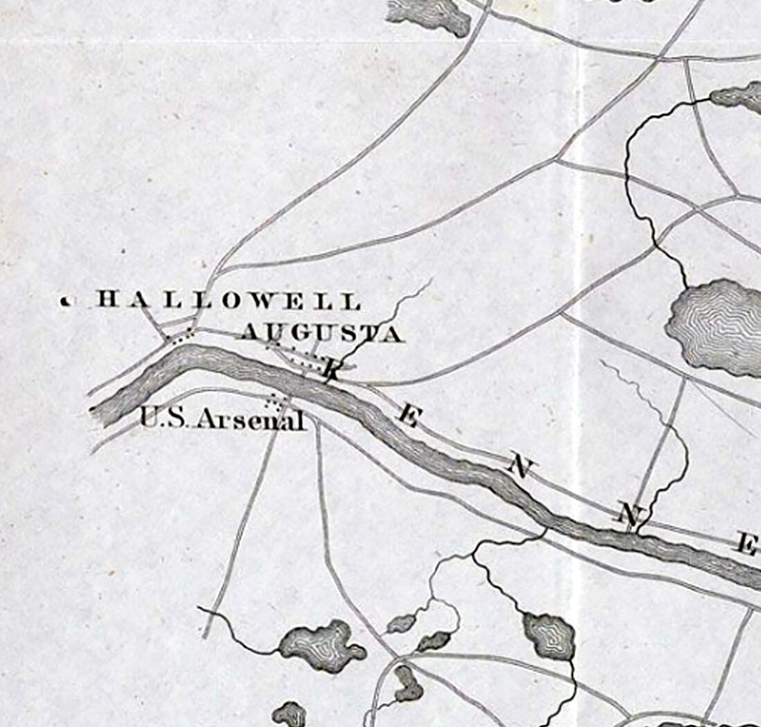1834 Map of the Kennebec River and Adjacent Country