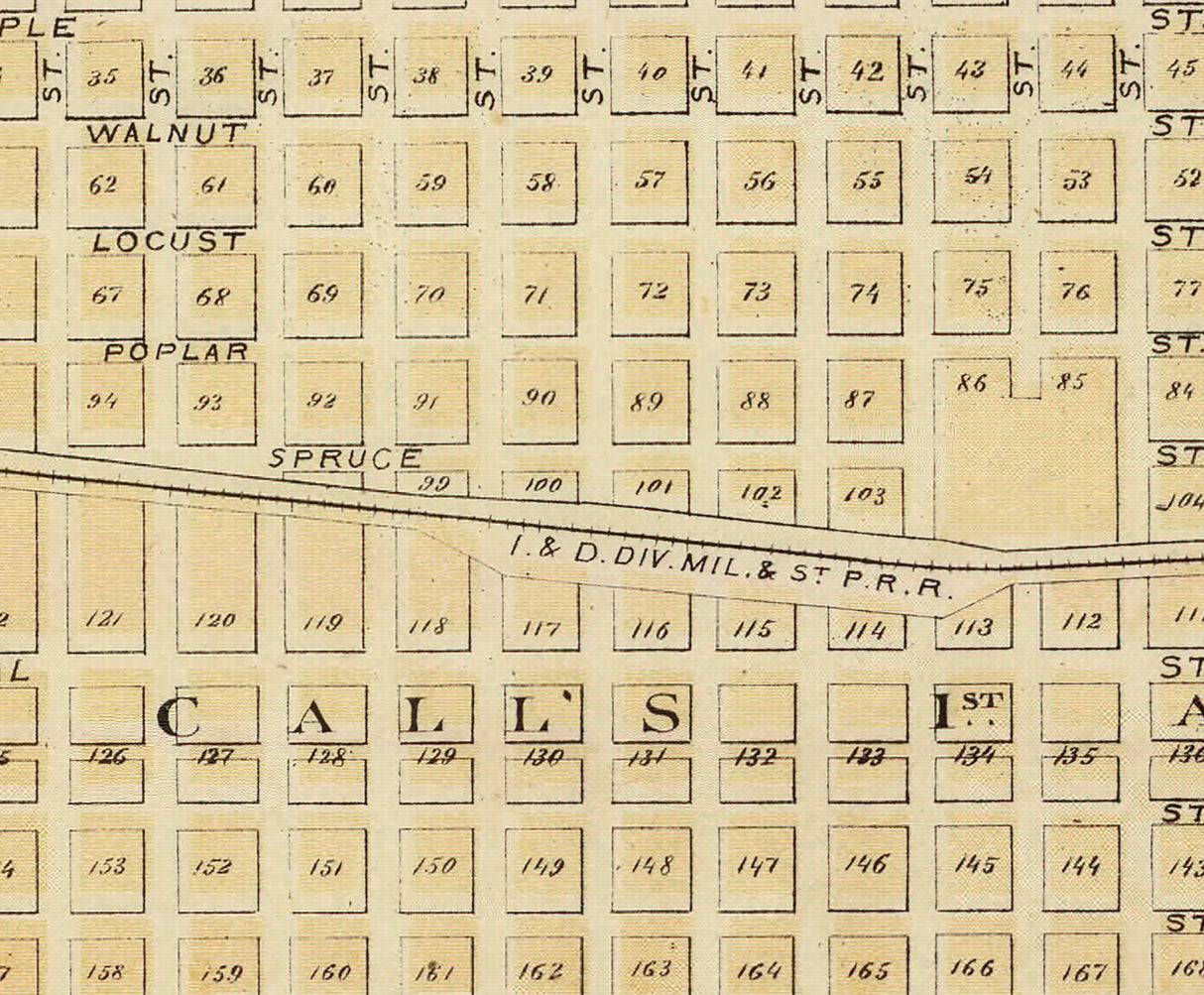 1875 Town Map of Algona Kossuth County Iowa