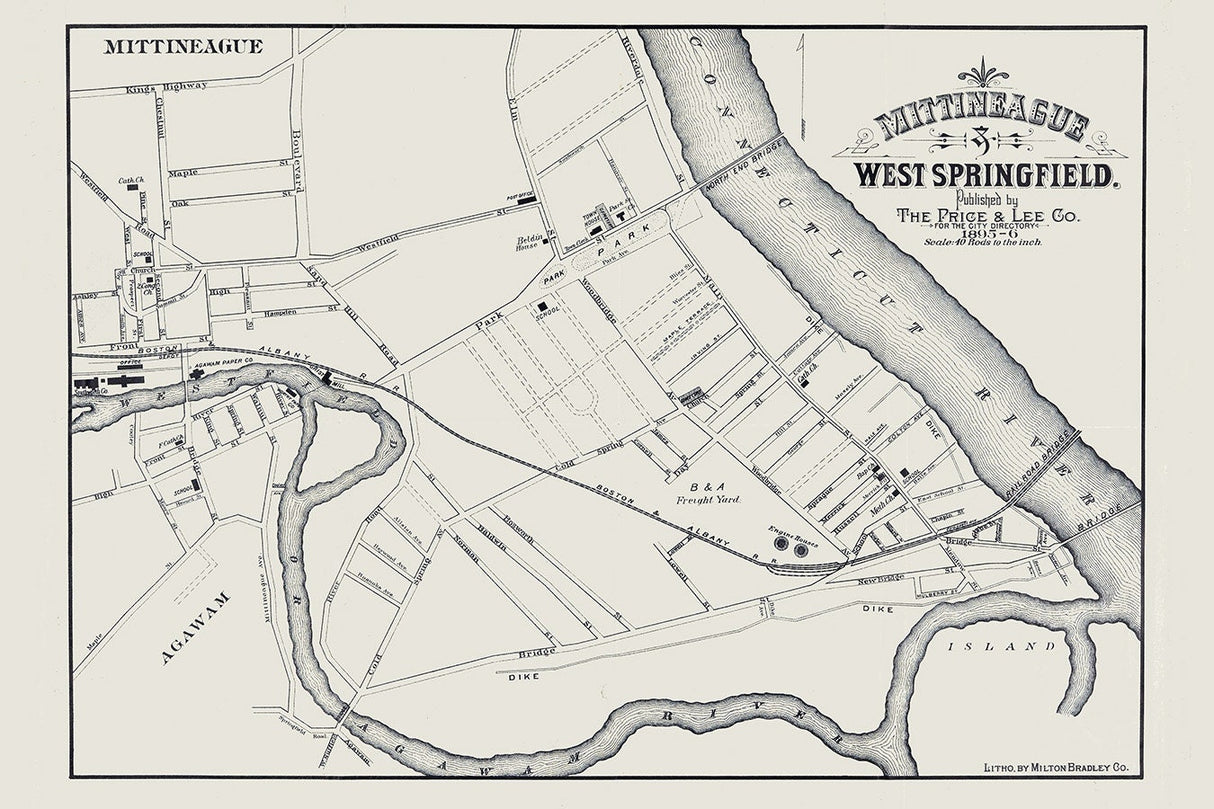 1895 Map of Mittineague and West Springfield Maine