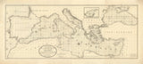1830 Nautical Chart of The Mediterranean Sea
