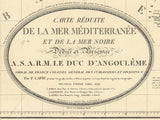 1830 Nautical Chart of The Mediterranean Sea