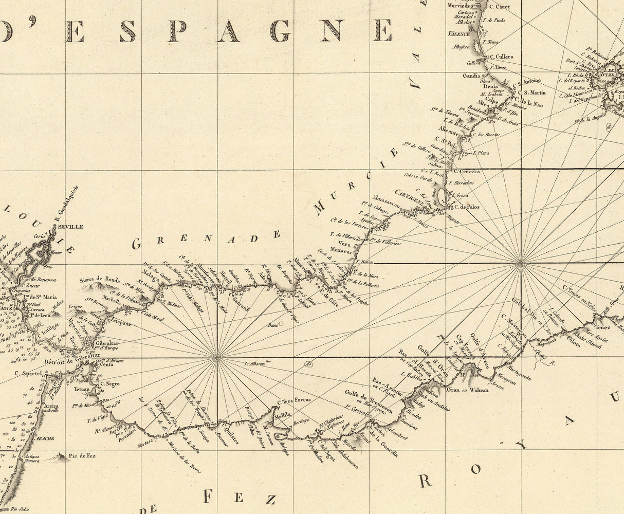1830 Nautical Chart of The Mediterranean Sea