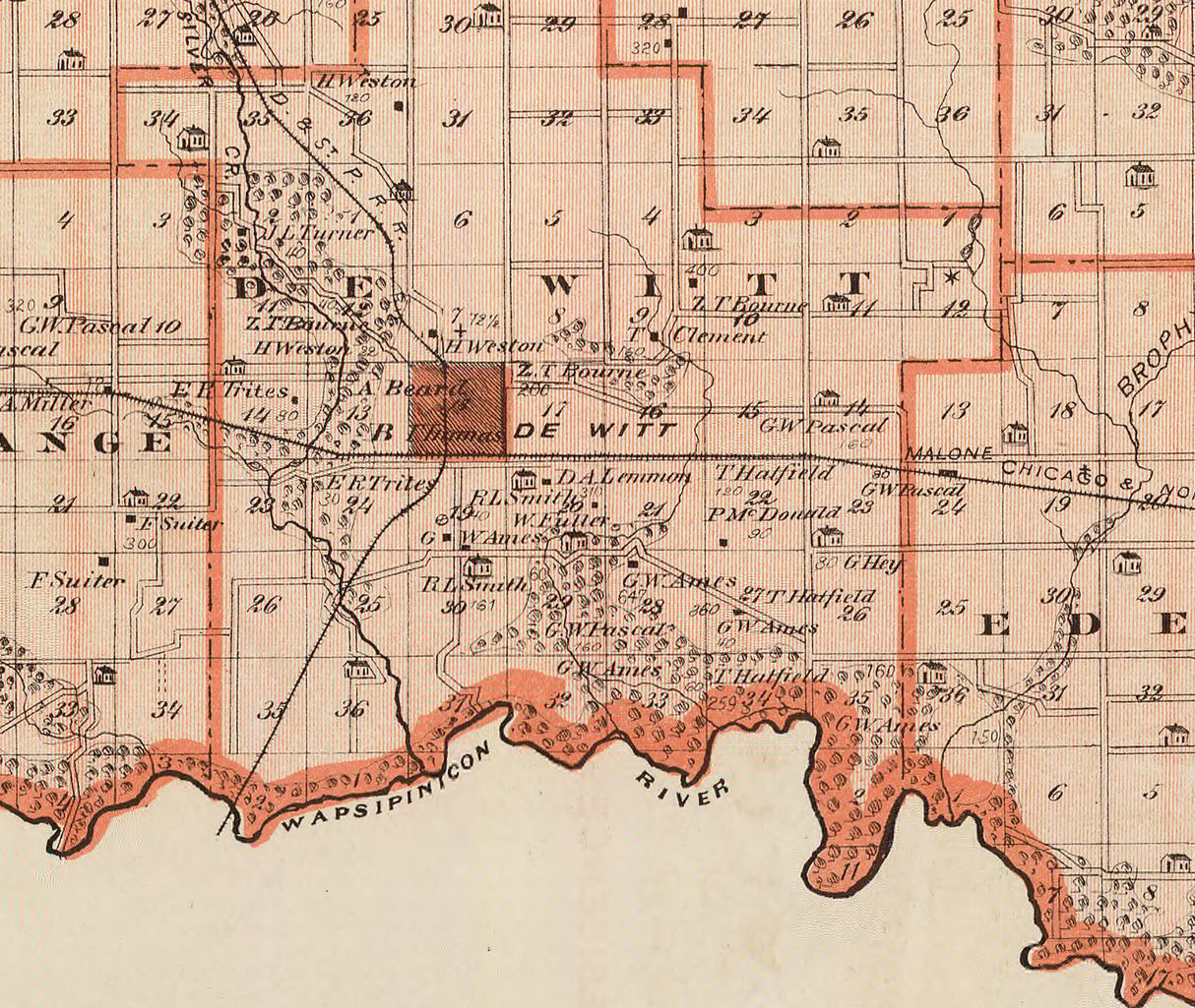1875 Map of Clinton County Iowa