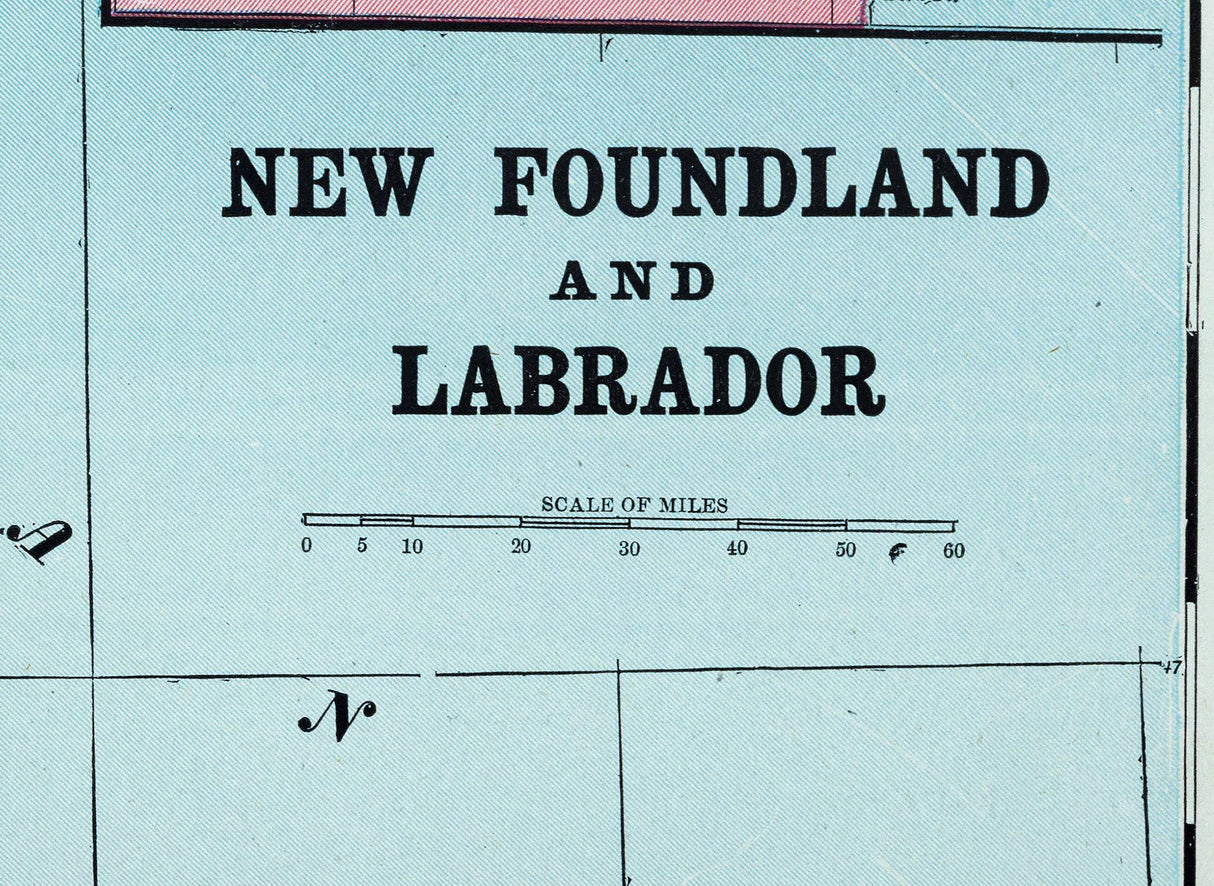 1901 Map of NewFoundland and Labrador Canada