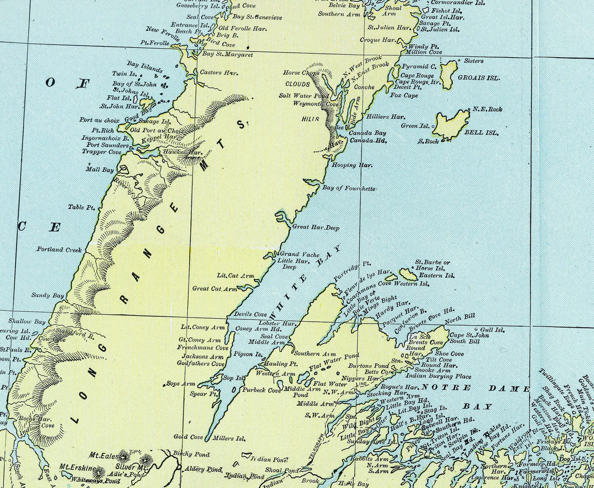 1901 Map of NewFoundland and Labrador Canada