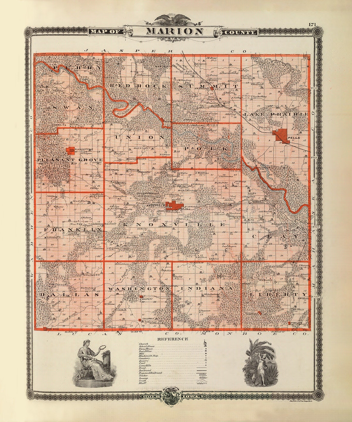 1875 Map of Marion County Iowa