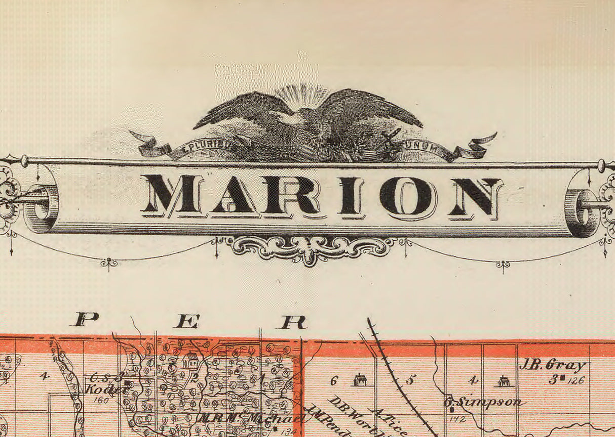 1875 Map of Marion County Iowa