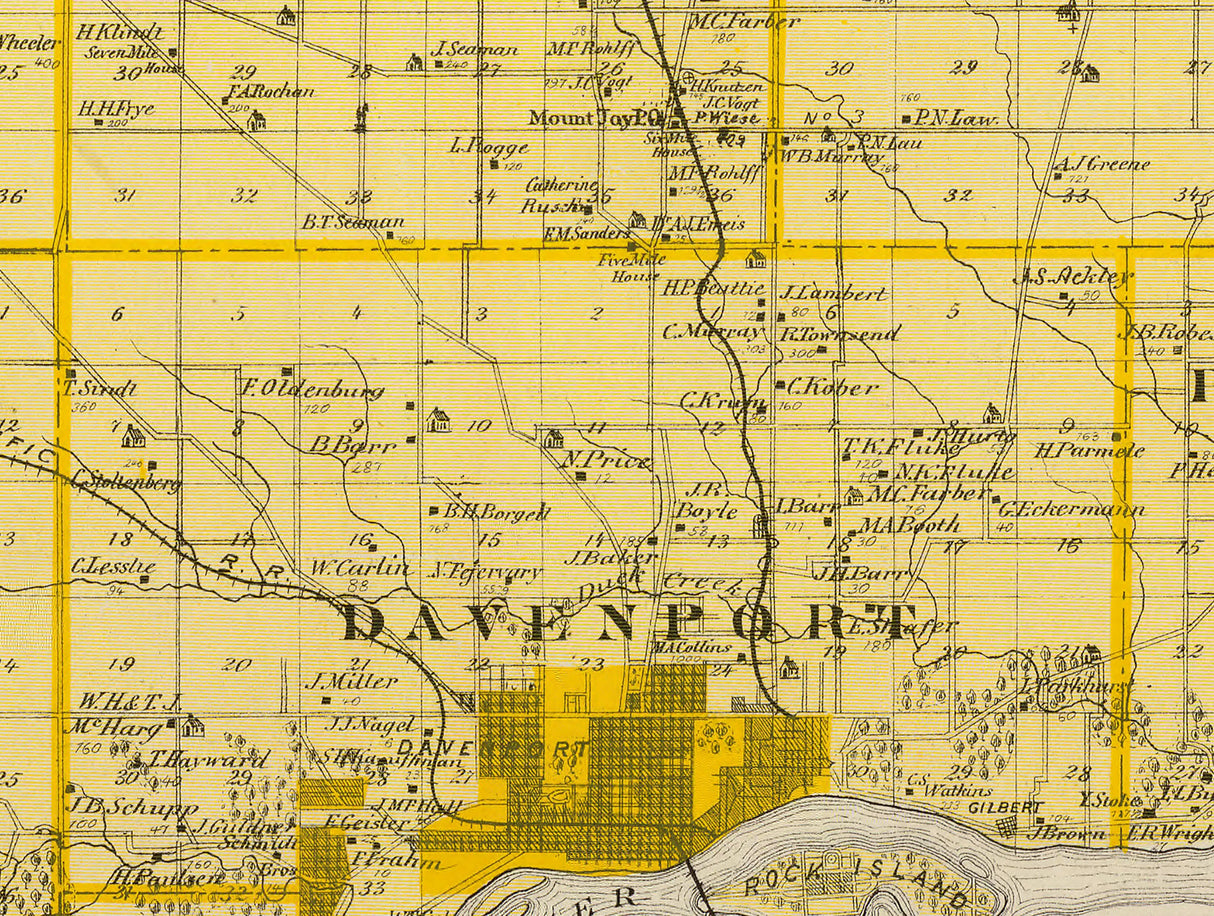 1875 Map of Scott County Iowa