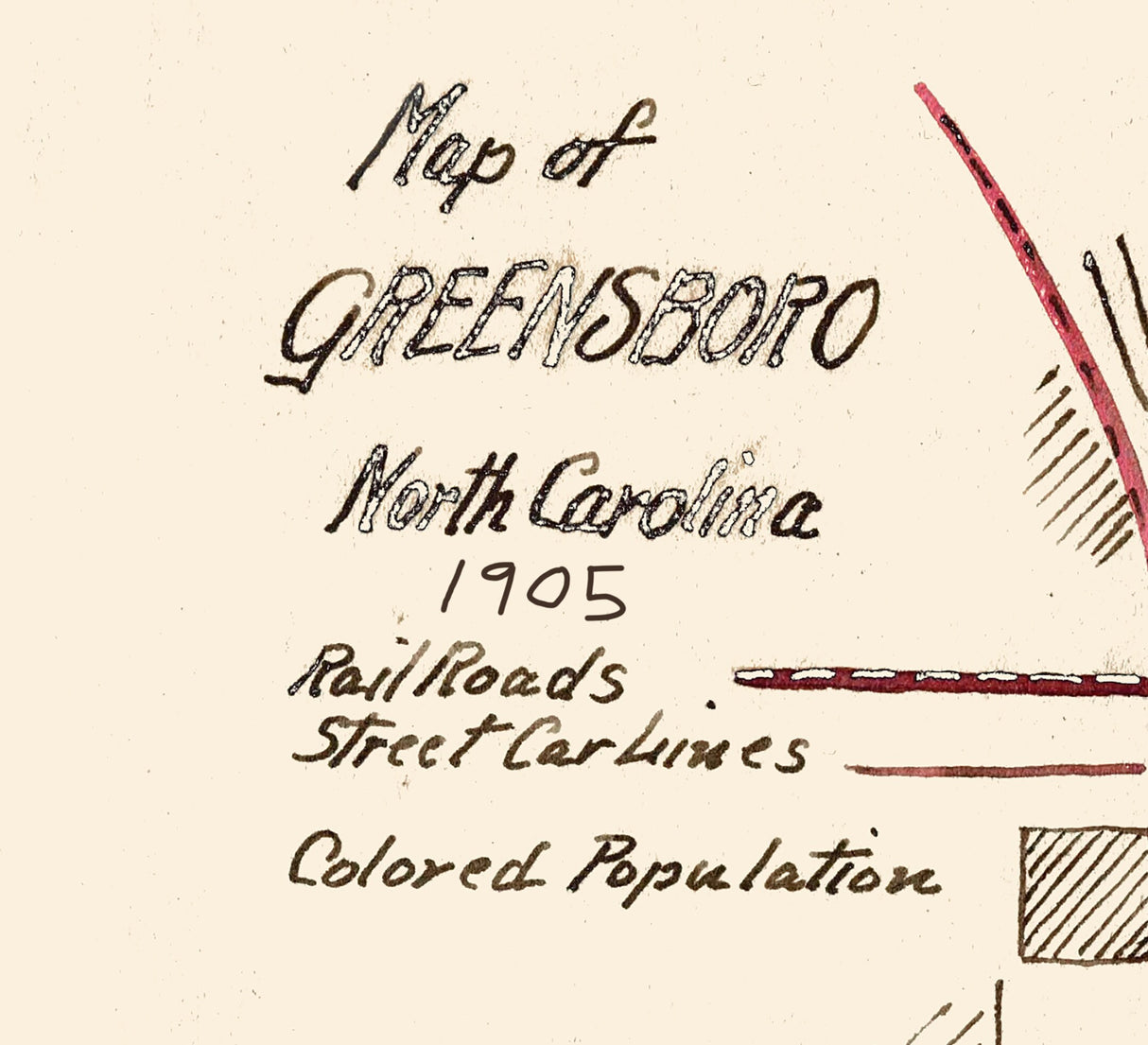 1905 Town Map of Greensboro North Carolina