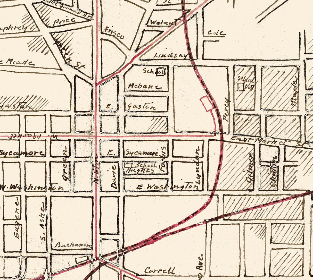 1905 Town Map of Greensboro North Carolina