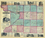1877 Farm Line Map of Columbia County Wisconsin