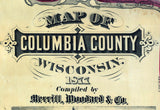 1877 Farm Line Map of Columbia County Wisconsin