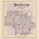 1875 Town Map of Webster City Hamilton County Iowa