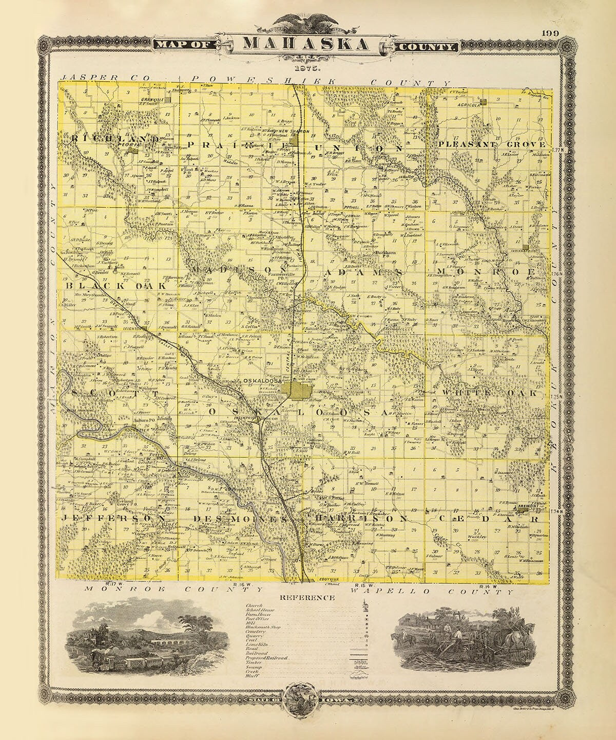 1875 Map of Mahaska County Iowa