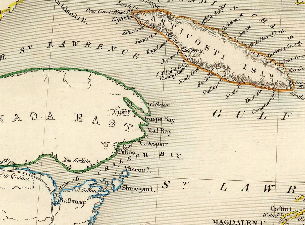 1851 Map of Nova Scotia and Newfoundland Canada