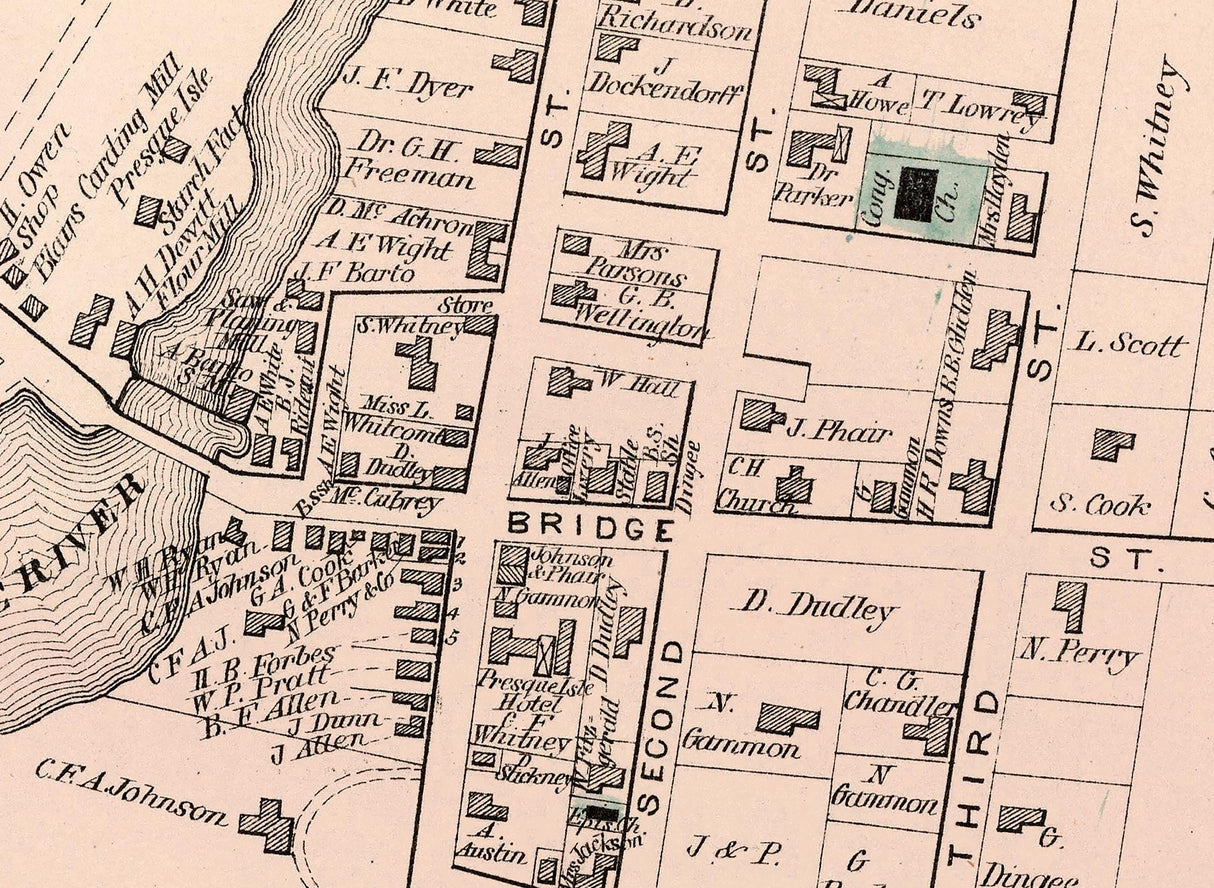 1877 Map of Presque Isle Maine