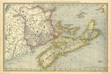 1881 Map of Nova Scotia New Brunswick and Prince Edward Island Canada
