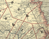 1881 Map of Nova Scotia New Brunswick and Prince Edward Island Canada