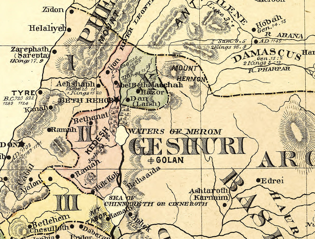 1881 Map of Palestine Old Testament Sketch