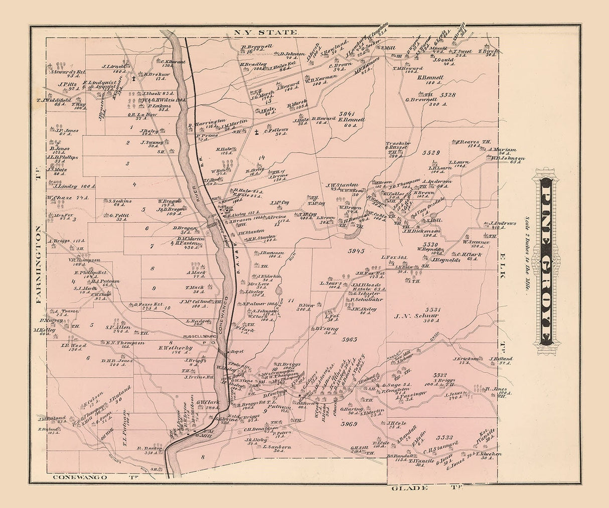 1878 Map of Pine Grove Township Warren County Pennsylvania