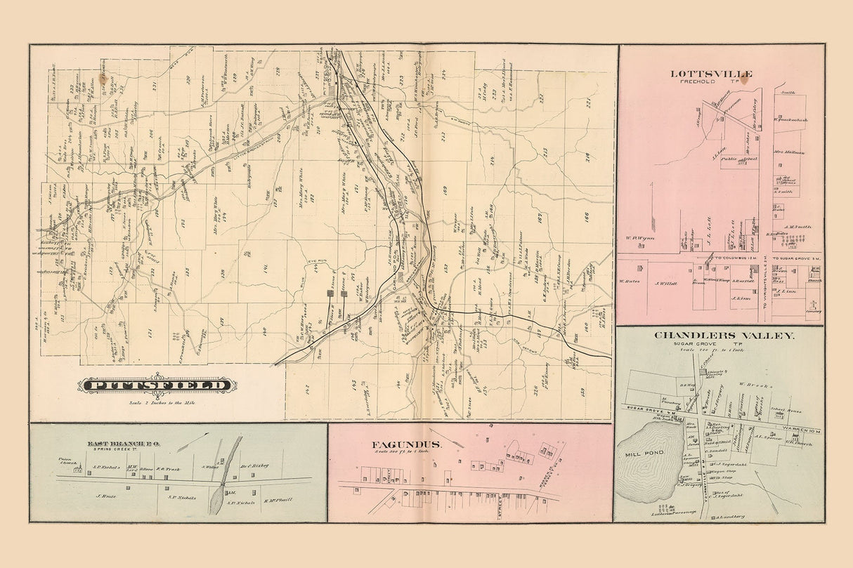 1878 Map of Pittsfield Township Warren County Pennsylvania