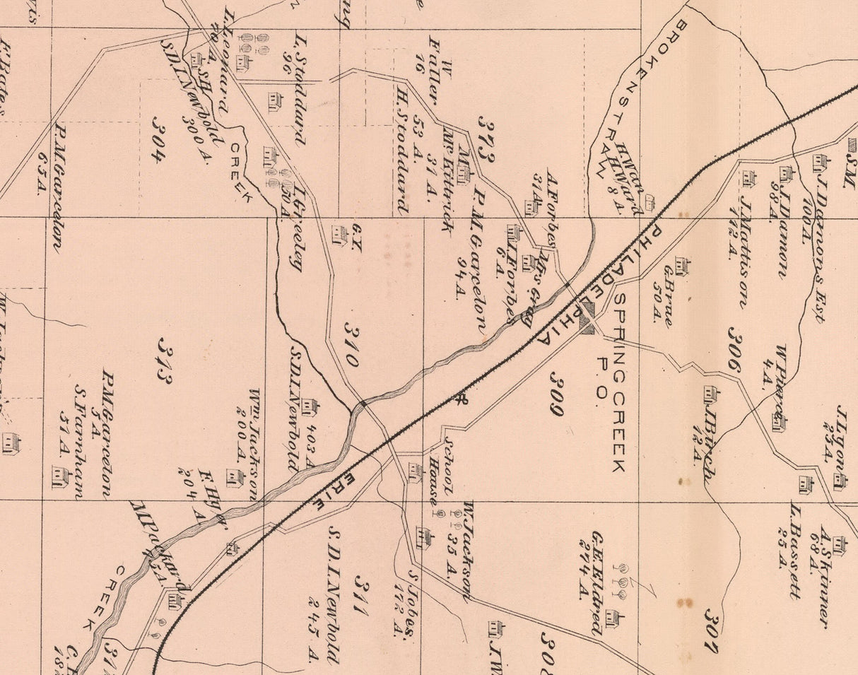 1878 Map of Spring Creek Township Warren County Pennsylvania