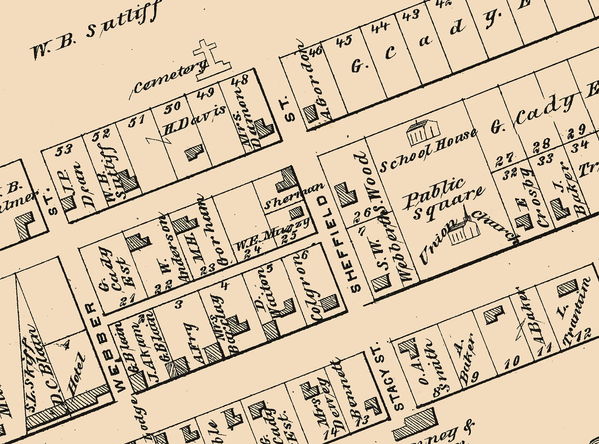 1878 Town Map of Columbus Warren County Pennsylvania