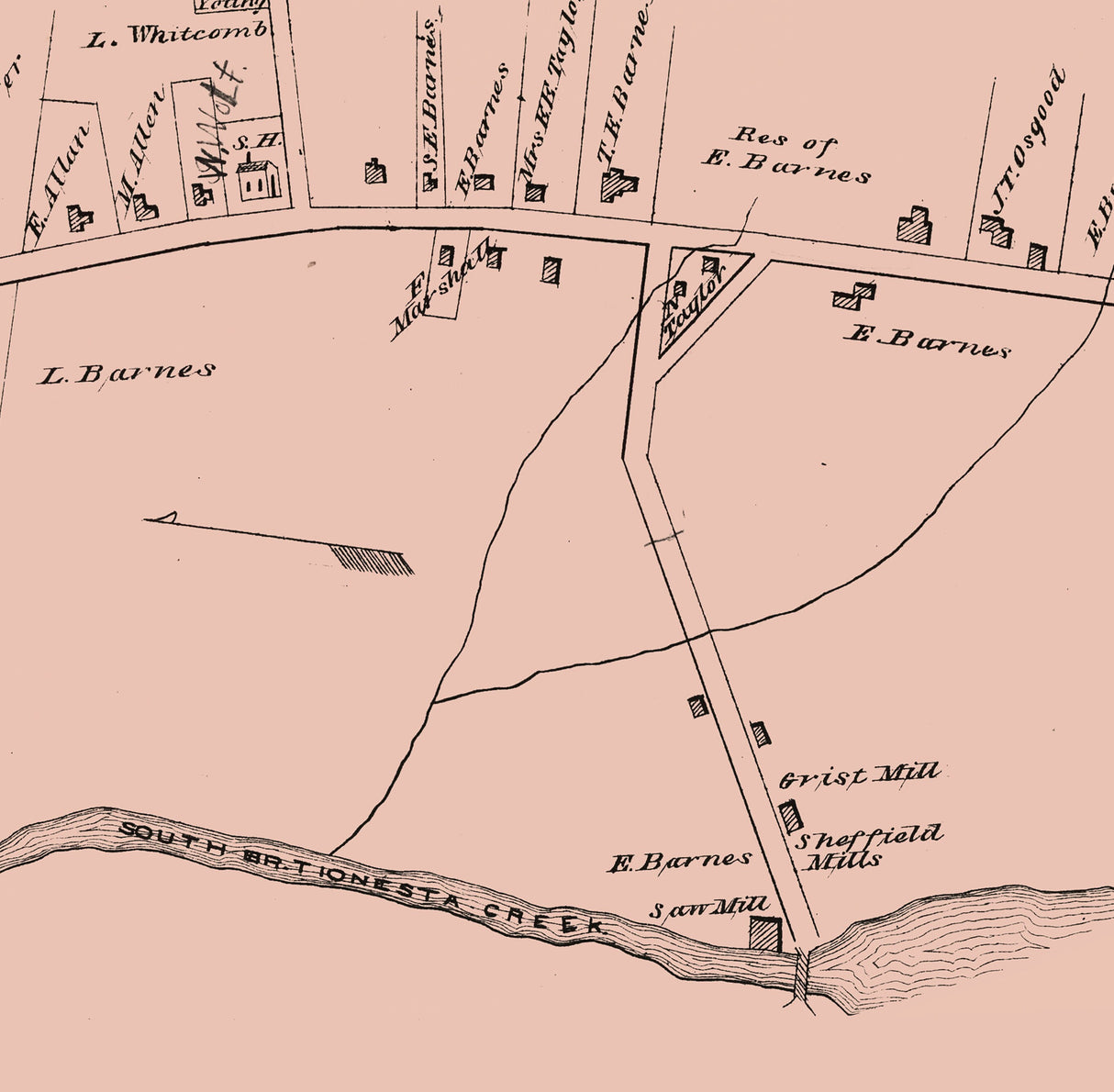 1878 Town Map of Lower Sheffield Warren County Pennsylvania