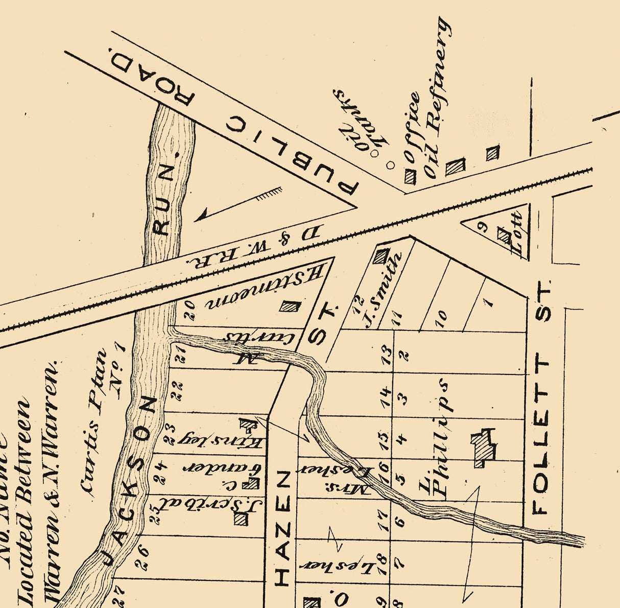 1878 Town Map of North Warren Warren County Pennsylvania