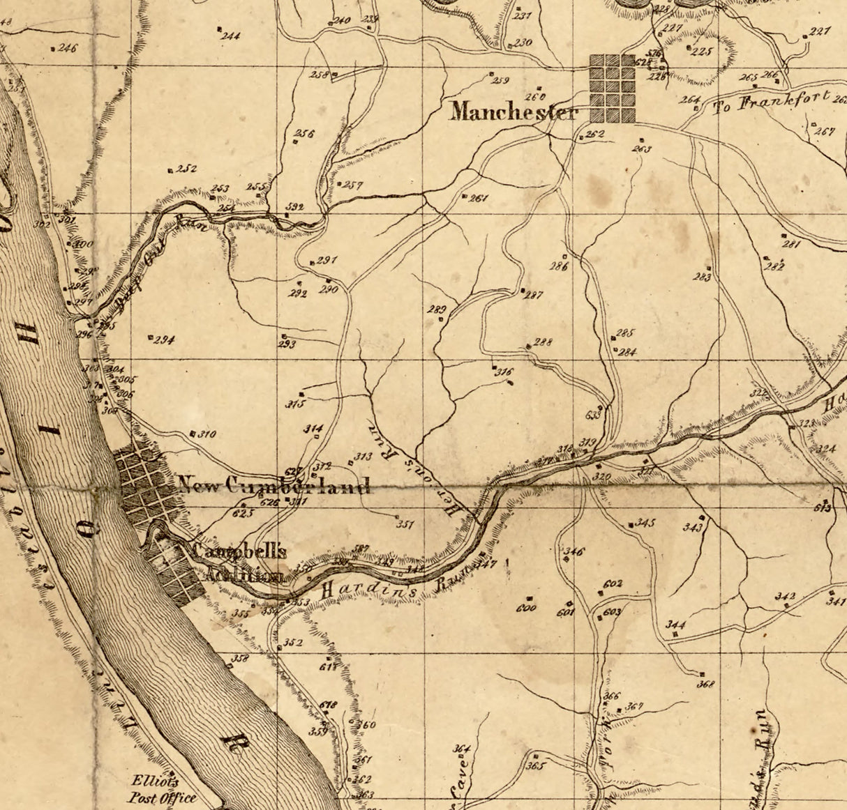 1852 Map of Hancock County Virginia