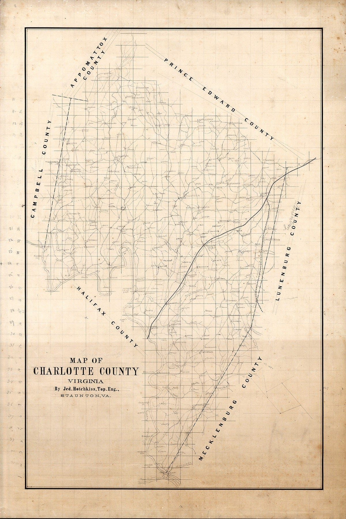 1860 Map of Charlotte County Virginia